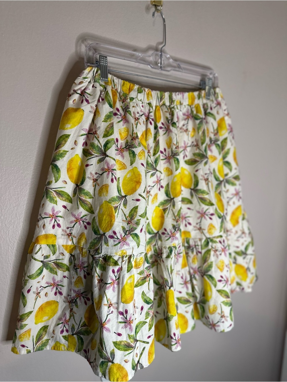 Mome Lemon Print Mini Skater Skirt - White & Yellow - Picture 3 of 9